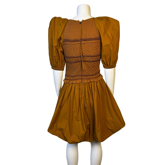 $525 NEW ULLA JOHNSON Kali Dress Sandstone Kaiya Smock Bodice Cotton Sz 2 Small - Picture 9 of 12